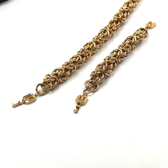GIVENCHY Chunky Byzantine Chain Statement Necklace & Bracelet Logo 80s Runway - Picture 8 of 12